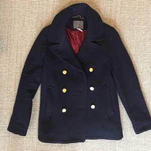 J Crew Navy Stadium Cloth Peacoat Size 6